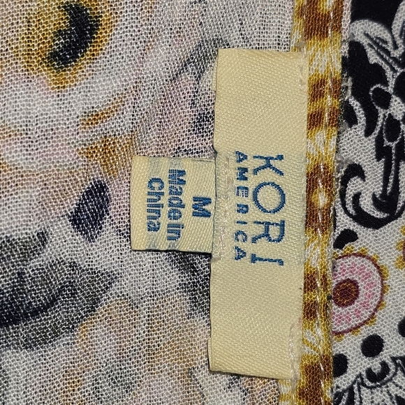 Bohemian Patchwork Long Sleeve Dress BY KORI BOHO PEASANT WOMENS SIZE M - Picture 5 of 7